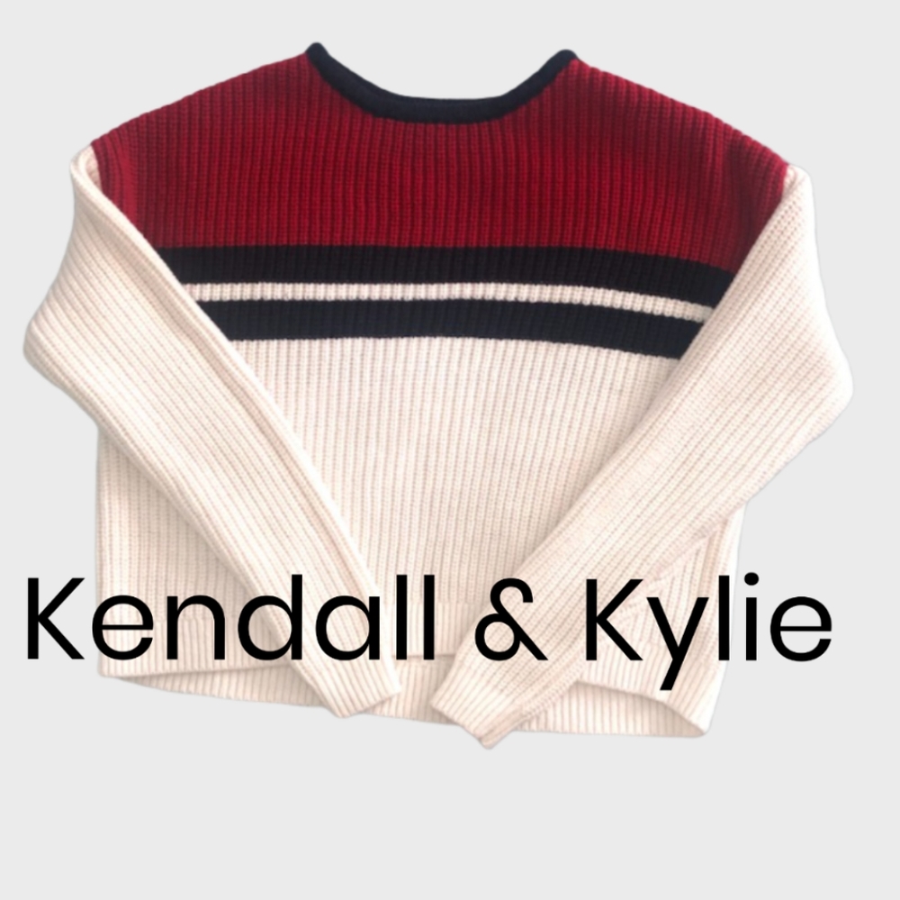 Crop stripped sweater